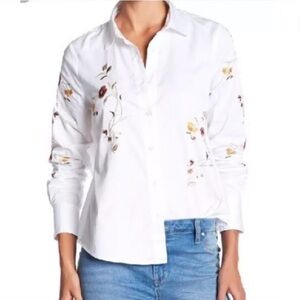 Blanknyc White Floral Embroidered Shirt